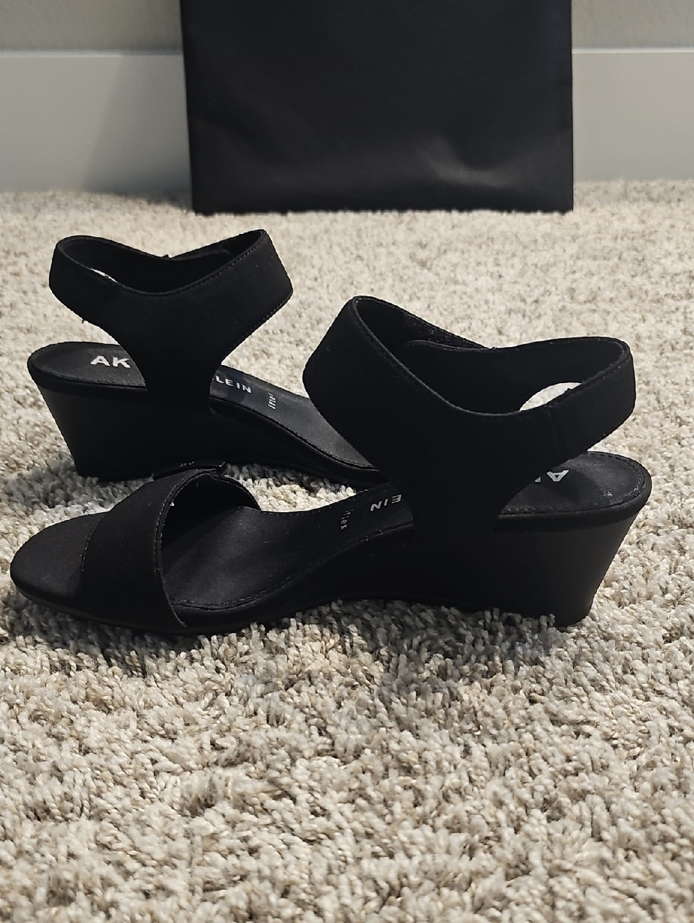 Anne Klein Black Two-Strap Heel Sandals - Picture 6 of 11